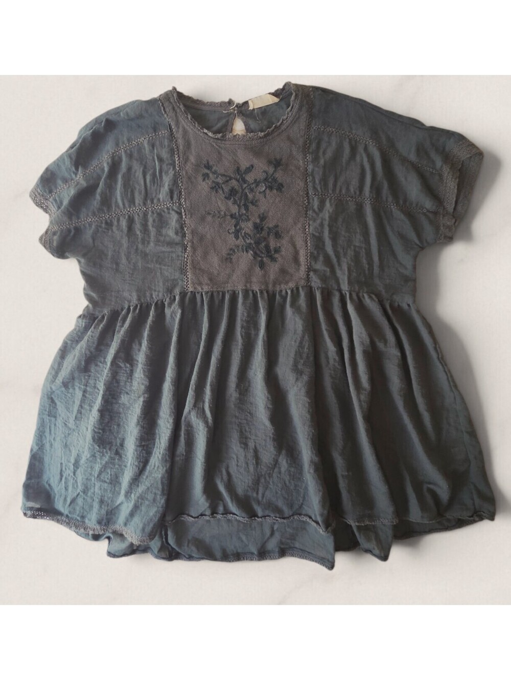 Altar'd State Embroidered Floral Babydoll Boho Peplum Top L